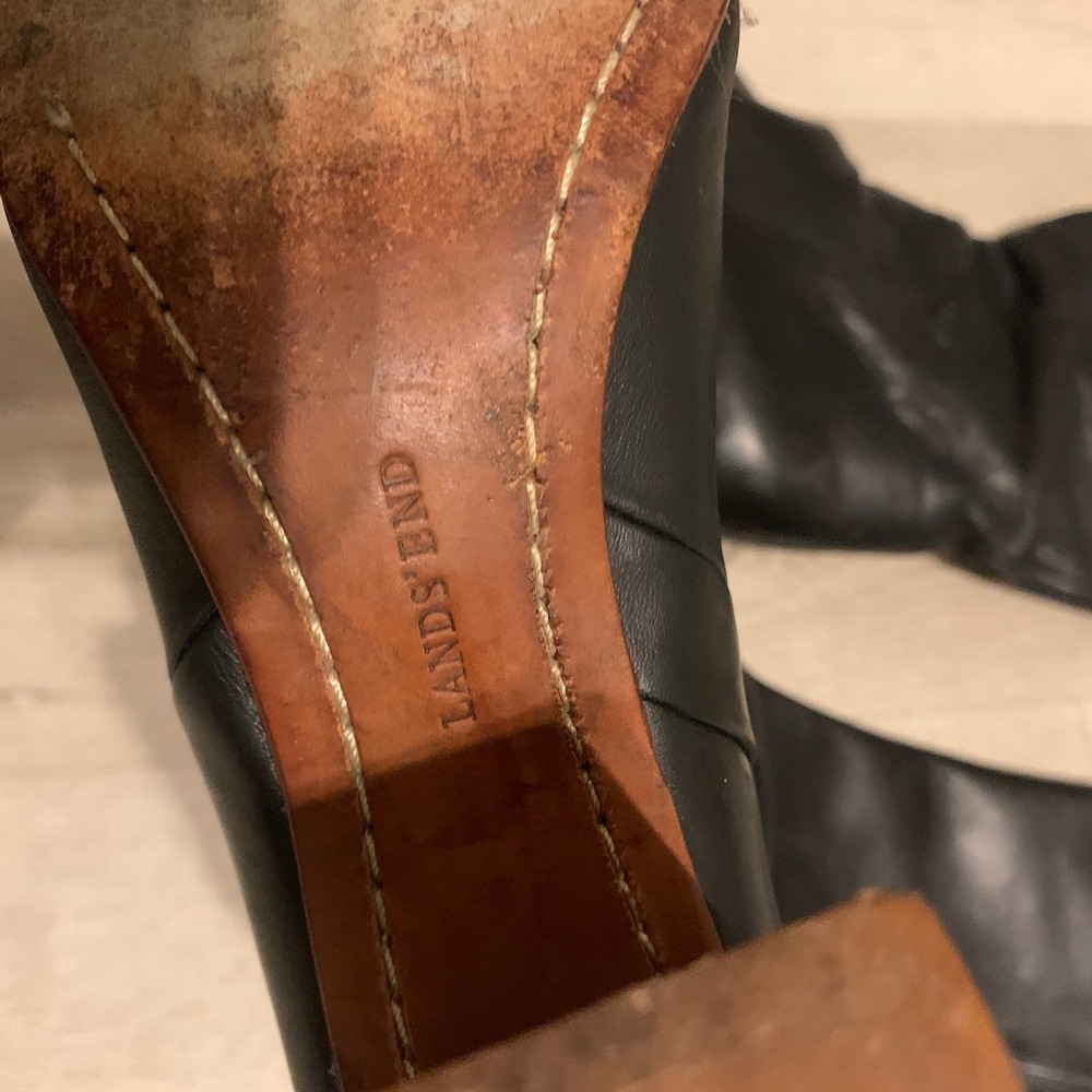 Land's End Women's Stanton‎ High Heel "Black" Leather Pull On Boots Size 7.5 B - Picture 9 of 14